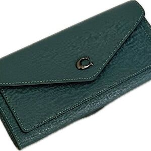 Coach Teal Green Crossgrain Leather Long Wallet